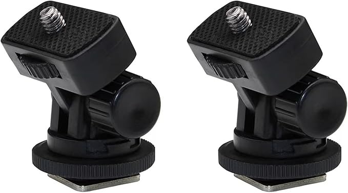 Maxmoral 2PCS Black Live Monitor Bracket Quick Release Universal 1/4 Inch Screw Hot Shoe Mount Flash Stand Cold Shoe Tilt 180 Degrees Adjustable Fill Light Video Shooting Tripod