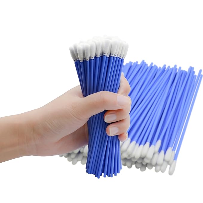 Wellgler's 6.42'' Gun Cleaning Swabs, Long Swabs,Microfiber Foam swabs,Multi-Purpose Foam Tip Swabs,Cleaning Swabs for Electronics,Gun,Printer,PCB,Car Vent,KM740(Blue 100pcs)