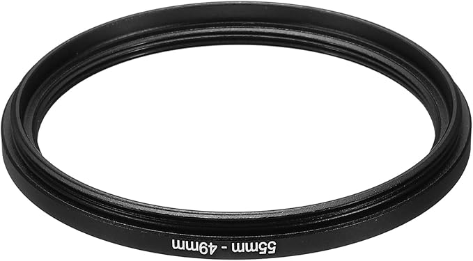 PATIKIL 55mm-49mm Metal Step Down Ring, Camera Lens Filter Adapter Ring Aluminum Filter Adapter Ring for Camera Lenses Hood, Black