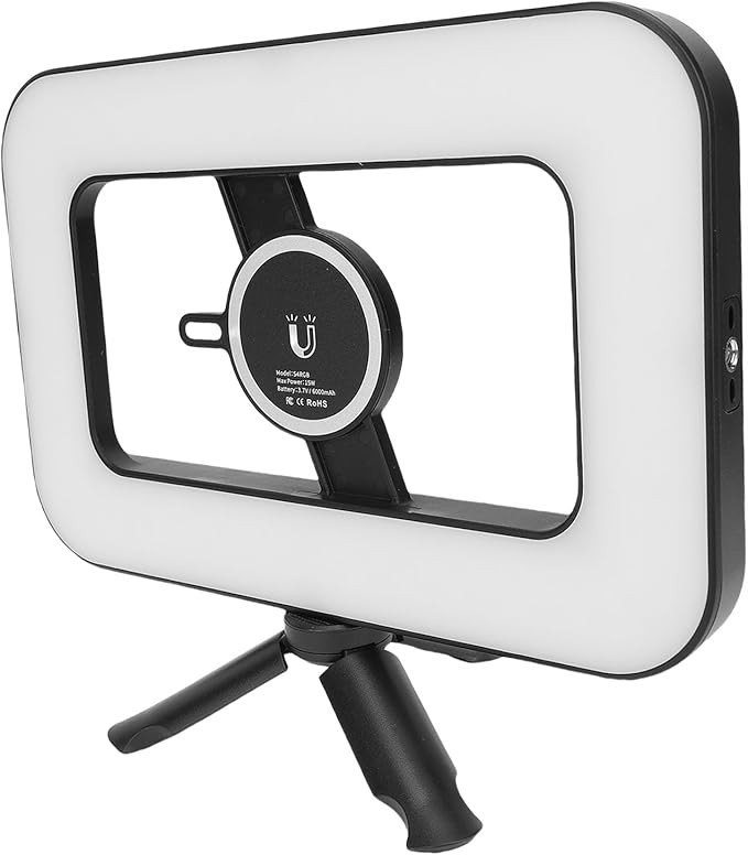 Sanpyl Smartphone Video Rig, Magnetic Handheld LED Ring Light Selfie Light Phone Video Stabilizer, 2500K to 6500K, for Filmmaking Makeup Vlogging