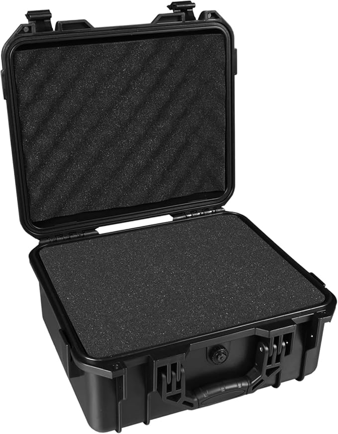 Hard Case, 13.6 x 11.4 x 6 Inch Portable Weather Waterproof Protective Camera Case with Customizable Foam, Fit Use of Drones, Camera, Equipments，Black