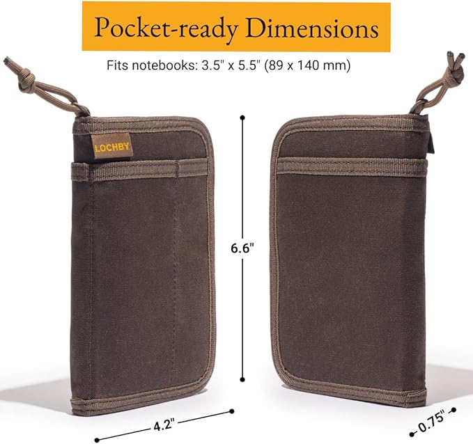 LOCHBY® Pocket Journal | Tomoe River 3.5" x 5.5" Notebook | Waxed Canvas | Ideal for Travelers & Daily Use, Fits Field Notes, Moleskine Cahier