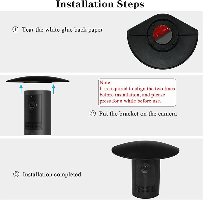 Sun Rain Shade Camera Cover Compatible with Ring Outdoor Cam Plus,Outdoor Camera Protective Shield for Resistant UV, Anti Glare,Easy to Install（Black）
