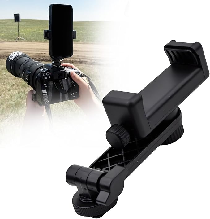 Heran Tripod Phone Mount for Camera, 360° Rotation Adjustable Cold Hot Shoe Smartphone Adapter Attachment Compatible with iPhone Samsung Sony Canon Nikon DSLR, Universal Accessories for Photography