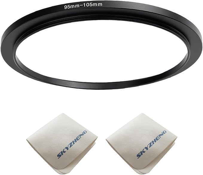 95mm Lens to 105mm Camera Lens Adapter 95mm to 105mm Step Up Ring Adapter Ring for All Brands of UV ND CPL, with Premium Lens Wiping Cloth 2 Pack (95mm-105mm)