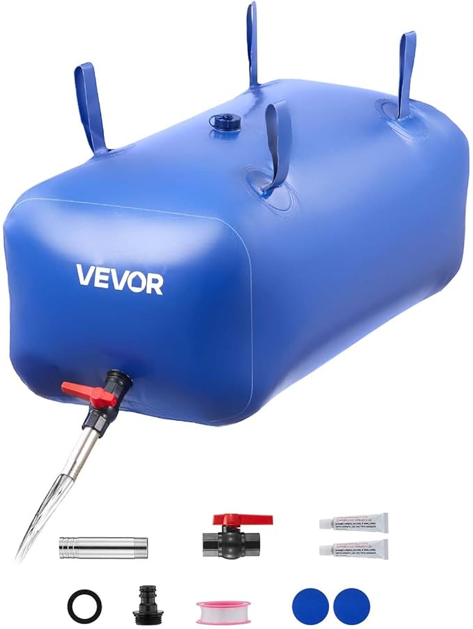 VEVOR Water Storage Bladder 30 Gallon Large Capacity Water Bag, Portable & Collapsible Soft Waters Container, Leakproof & Tear-Resistant PVC Emergency Waters Storage Tank for RV Truck & Outdoor Use