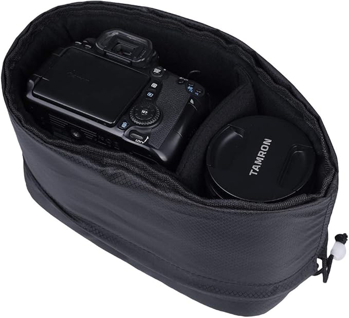 JAKAGO Shockproof Camera Insert Bag for SLR DSLR Mirrorless Camera Lens Flash Light Accessories Camera Pouch with Adjustable Dividers for Canon Nikon Sony Water Resistant Camera inner case(Black)