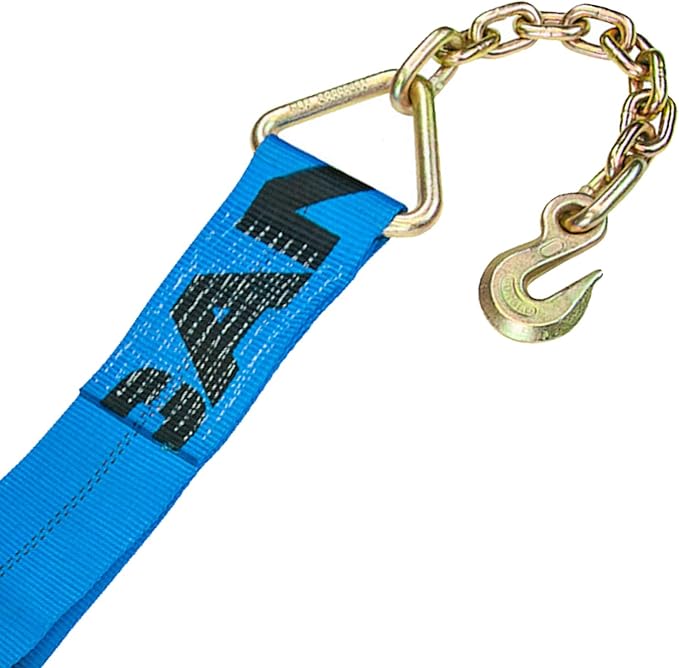VULCAN Ratchet Strap with Chain Anchors - 4 Inch x 30 Foot - 2 Pack - 6,600 Pound Safe Working Load