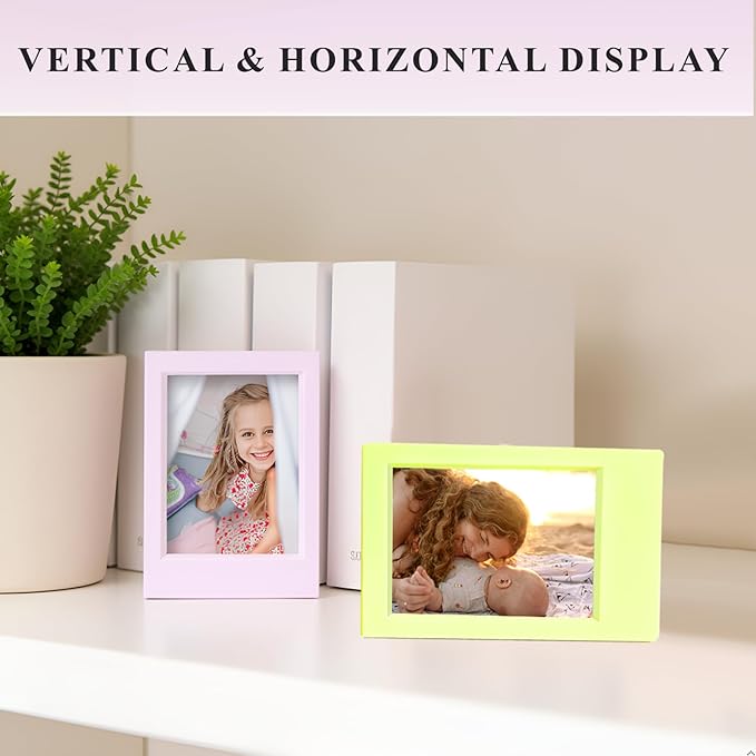 JOYZO（6+5）for Instax Picture Frames and Gem Stickers, fits for Polaroid Instax Mini 12/11/8/7s/90/50/41/SE/EVO Instant Photo Film Desktop Stand Display DIY Kit with Clear Protective Covers