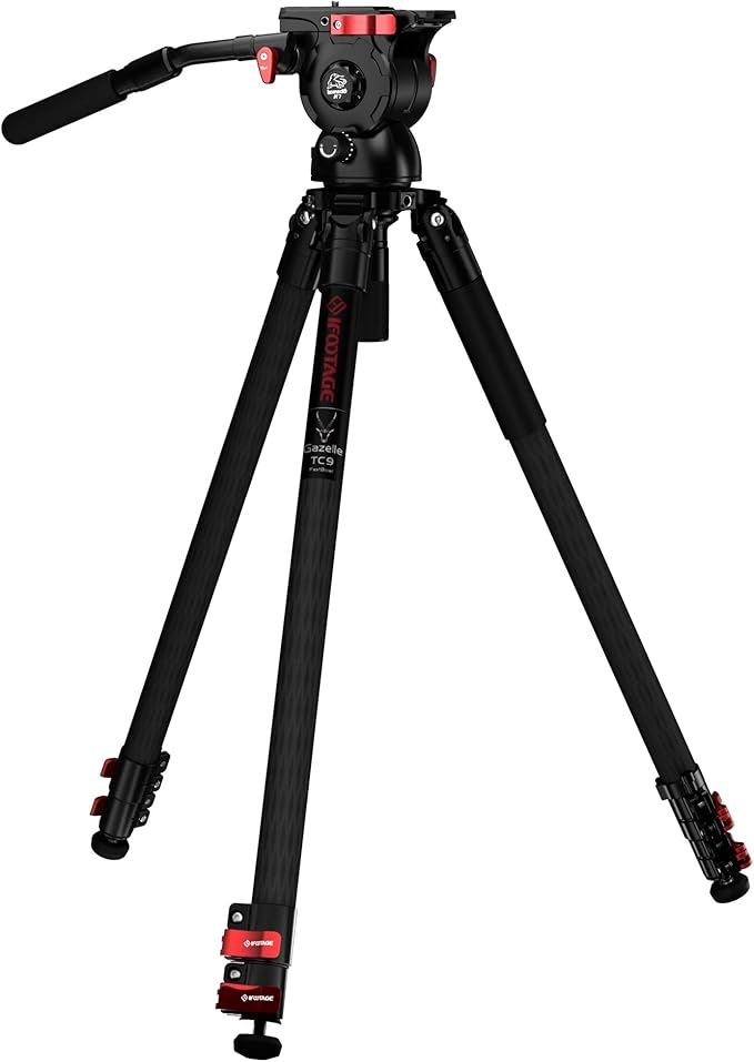 IFOOTAGE Gazelle TC9 Carbon Camera Tripod, 65" Professional Video Tripod,Komodo K7 Fluid Tripod Head, Heavyweight Fluid Video Head,for Professional Photography,Vlogging and Video Production