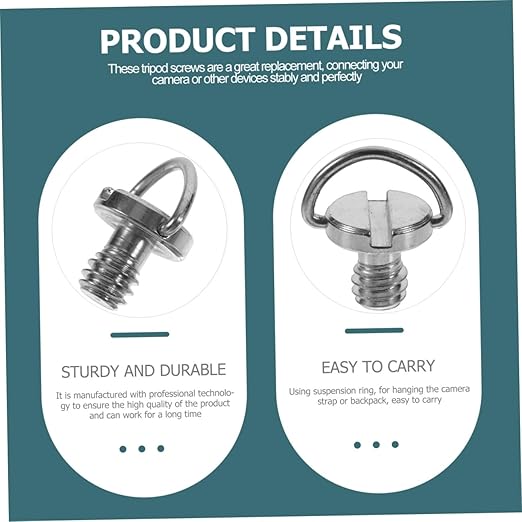 TEHAUX 5Pcs D Ring Camera Screws Tripod Mount Screws for Quick Release Plates and for Tripods and Monopods Durable Camera Accessories