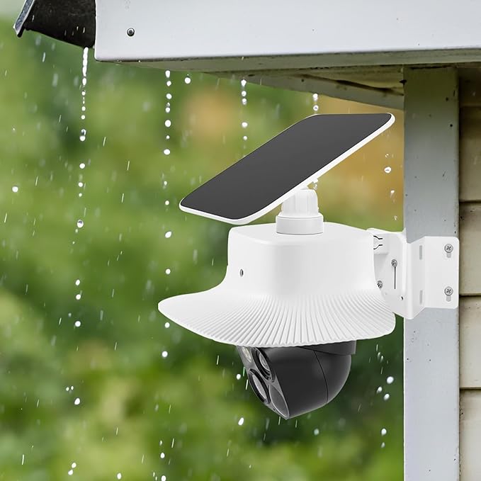 Corner Camera Mount and Camera Rain Cover Only Compatible with Eufy Security SoloCam S340,Sun Rain Shade,Weatherproof Anti Glare Cover,Steel Metal Wall Mount for Outdoor Camera,White