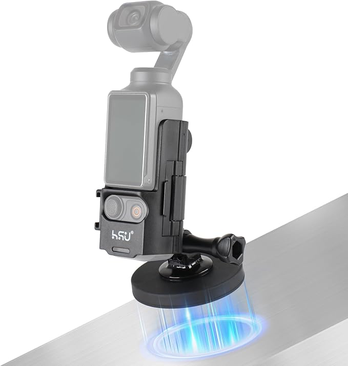 HSU Magnetic Expansion Adapter Mount Compatible with DJI Osmo Pocket 3, Magnet Extended Mounting Bracket Frame with Cold Shoe, Osmo Pocket 3 Quick-Release