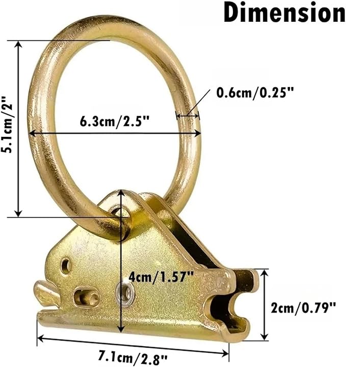 Cargo Steel E-Ring Tie Down Hooks 4/8PCS E-Track O-Ring Anchors - Steel Tie-Down (Enclosed Flatbed Trailers) for E-Track Rail/Single System(4pcs)