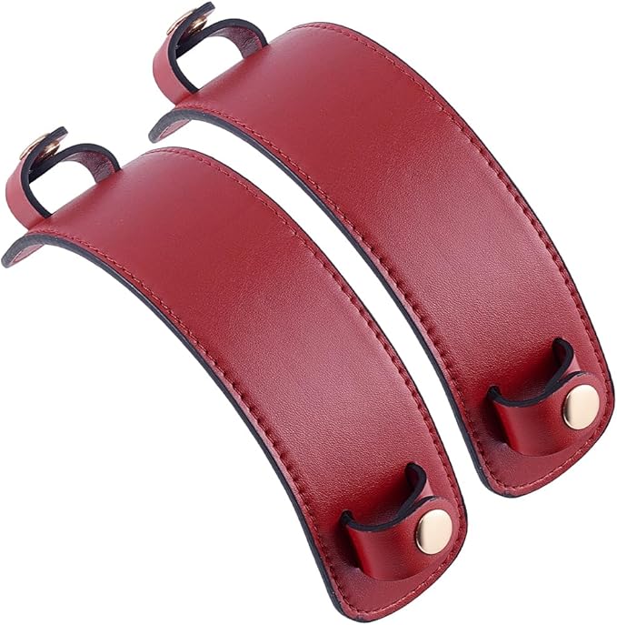Beebeecraft 2 Sets PU Leather Strap Shoulder Pads Red Adjustable Shoulder Bag Straps Replacement Bag Handle Wraps Cushion Pressure Relief Bags Cover for Messenger Camera Purse Tote