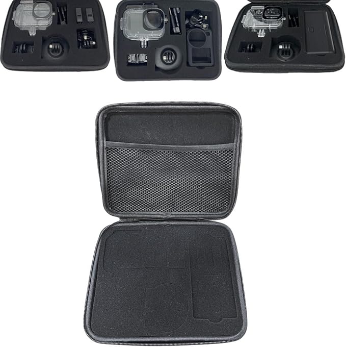 Large Capacity Nylon Vlog Storage Bag for DJI OSMO Action 6 Camera,Charging Compartment,Battery and Expansion Parts Shock-absorbing Anti-scratches Protective Carrying Case with Velvet+Foam Lining