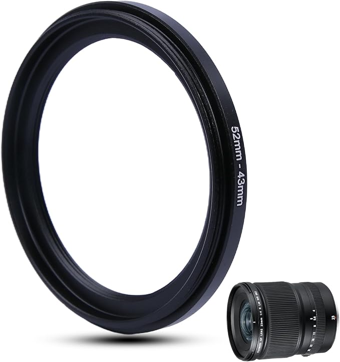 Metal Step Down Ring Filter Adapter - 52mm to 43mm - Metal Ring Step Down Rings Adapter Filter Compatible with All 43mm UV, CPL, ND, Lens Hood, Threaded Lens ect