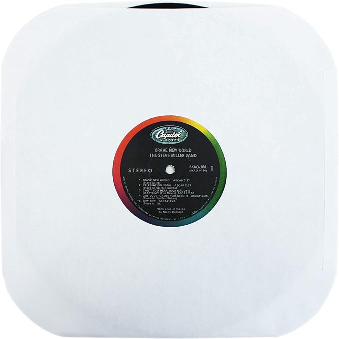 (25) Archival Quality Acid-Free Heavyweight Paper Inner Sleeves with Hole for 12 inch Vinyl Records - Durable 20# Paper - Easy Record Insertion - #12IW