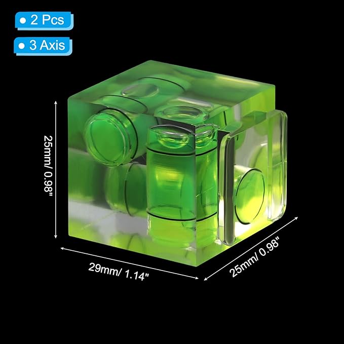 PATIKIL Camera Hot Shoe Cover Level, 2 Pcs 3 Axis Hot Shoe Bubble Spirit Level Standard Flashlight Protector Compatible for Nikon for Fujifilm for Pentax Universal DSLR/SLR Camera, Green