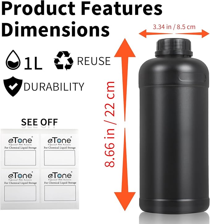 3X 1000ml Round Container Darkroom Chemical Storage Bottles Film Photo Developing Processing Equipment 1L