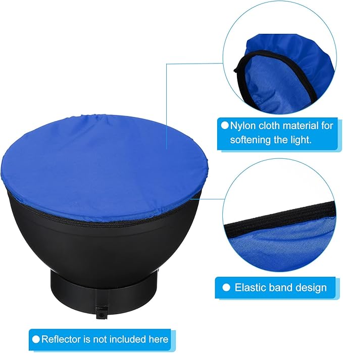 PATIKIL 7" 18cm Soft Diffuser Lamp Cover, 2 Pack Cloth Diffuser Strobe Reflector Lamp Sock for Flash Light Beauty Dish Photography Studio, Blue