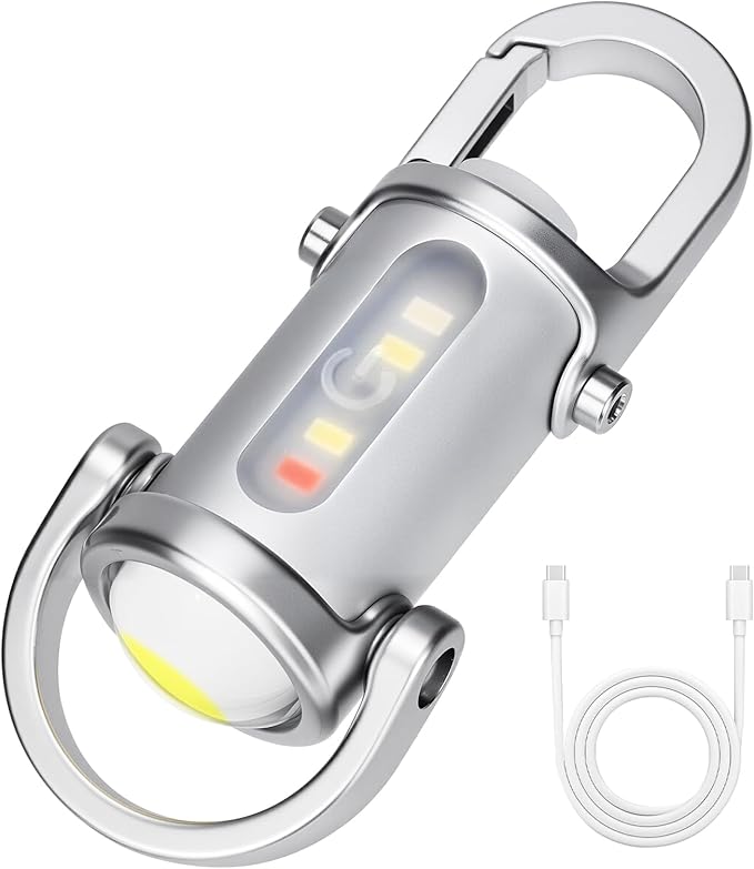 1200LM Super Bright Mini Led Flashlights USB Rechargeable Small Waterproof Keychain Flashlight Rescue, Camping-Silver