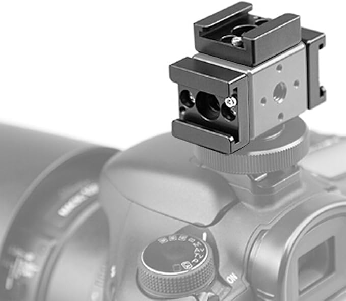 2 Pack Cold Shoe Mount Adapter Cold Shoe Bracket Standard Shoe Type with 1/4" Thread Hole for Camera DSLR Flash Led Light Monitor Video and More