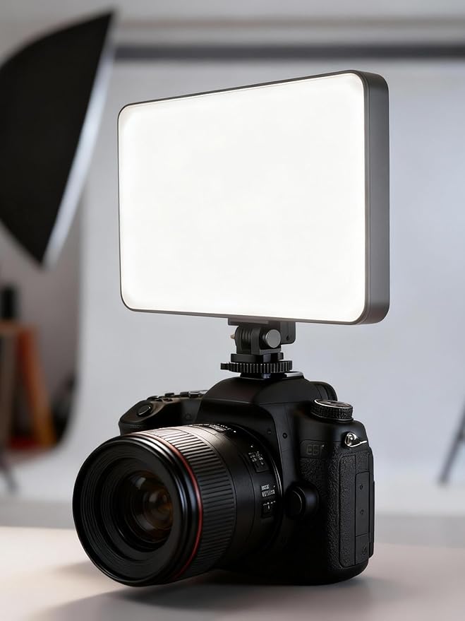 LED Video Light Panel, Dimmable DSLR Camera Light for Pictures Photo Video Recording with 4000mAh Rechargeable Battery, Cold Shoe, 240pcs Lamp Beads, CRI>95 2700K-6500K for Photography Live Streaming