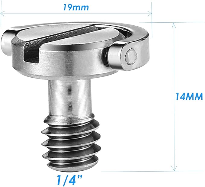 (5 Packs) Stainless Steel D Shaft D-Ring 1/4" Tripod Screw, Mounting Screw Adapter, Quick Release Camera Screw for Camera Camcorder Tripod Monopod QR Quick Release Plate