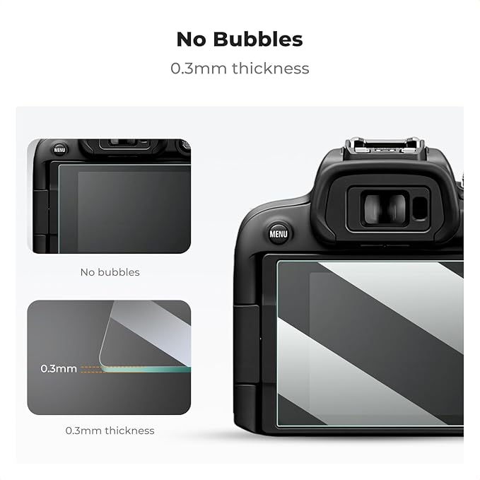 K&F CONCEPT 3 Pack Camera Screen Protector Compatible with Canon R100 R10, 0.3mm 9H Hardness Tempered Glass Cover Anti-Scratch Bubble-Free & Hot Shoe Cover