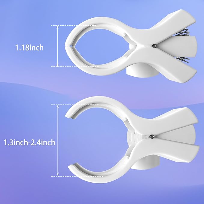 BILIONE 2 Pcs Versatile Microphone Holder, Adjustable Mic Clip for Microphones with Outer Diameter Between 32mm and 60mm, with 5/8" to 3/8" Screw Adapter(White)