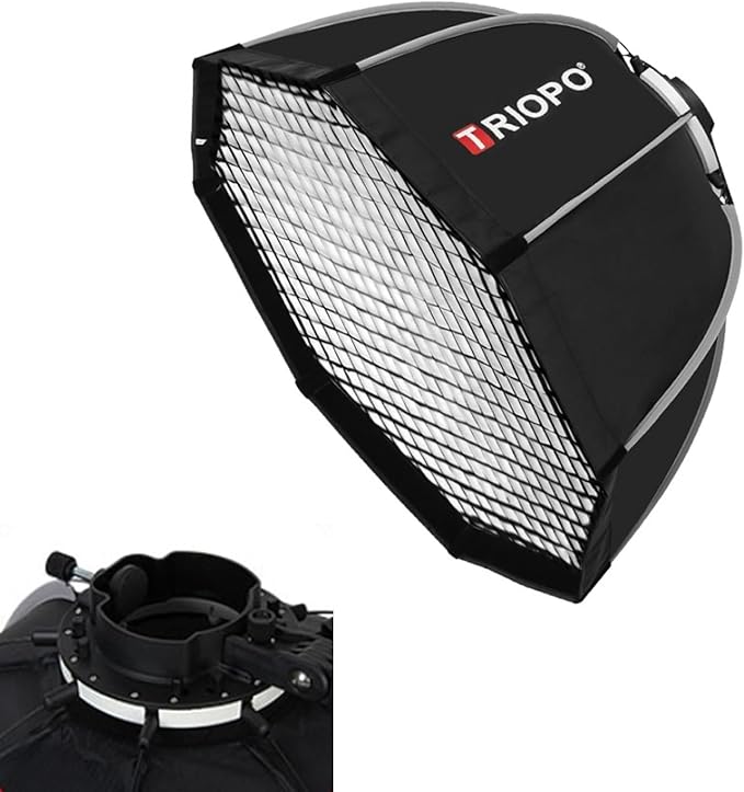 Triopo KX90 Soft Box 35.4in/90cm Softbox with Honeycomb Grid, Octagon Umbrella Photography Softbox for Godox V1 V1Pro AD200Pro AD200ProII Round Head Flash Speedlite Speedlight Soft Box Light Diffuser