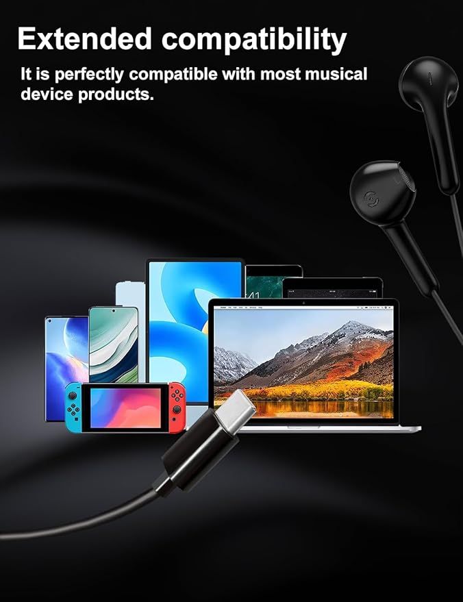 MAS CARNEY USB C Earbuds Wired Ear Buds for Samsung Galaxy S25 S24 S23 S22 S21 S20 Ultra FE A16 A17 A26 A36 A53 5G A56 Z Fold 6 USBC in-Ear Headphones Wired Type C Earbud Earphones Headsets with Mic