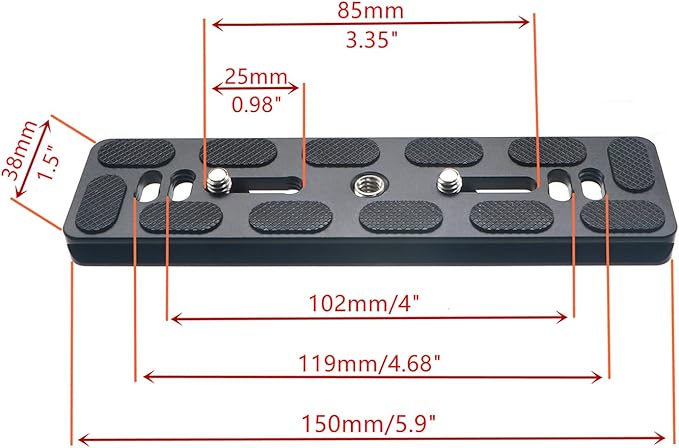 PU-150 150mm Lengthened Universal Quick Release QR Plate Telephoto Lens Plate for Tripod Head Ballhead DSLR Camera, Arca-Swiss Compatible