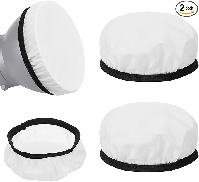 2Pcs Light Diffuser, 7"/18cm Round Light Softbox Cover – White Nylon & Oxford Fabric for Studio Strobe, Photography, Soft Even Lighting