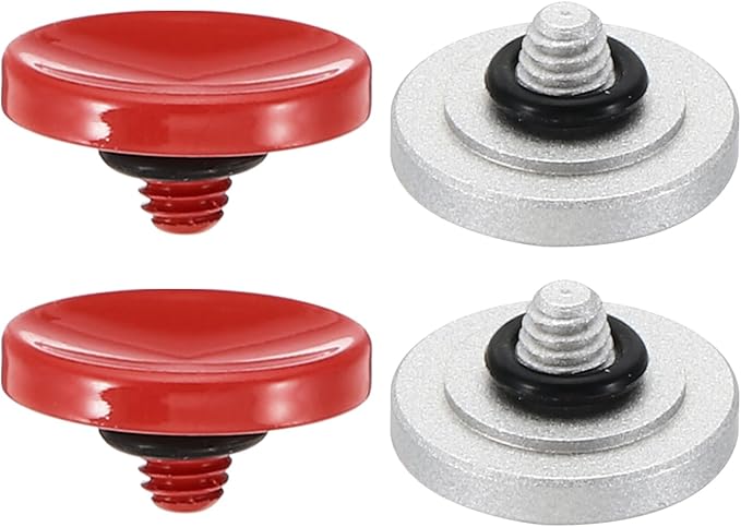 PATIKIL Camera Shutter Button, 2 Pack Soft Shutter Release Button Pure Copper Camera Button Concave Suitable for Nikon for Fujifilm for Leica DSLR/SLR Camera, Red Silver