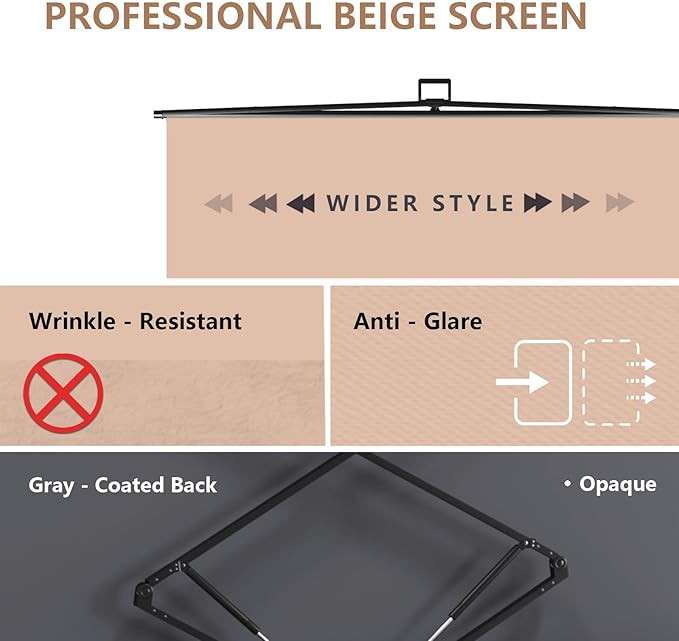【Wider Style】 RAUBAY 78.7 x 82.7in Large Collapsible Beige Backdrop Screen Portable Retractable Panel Photo Nude Background with Stand for Video Conference, Photographic Studio, Streaming