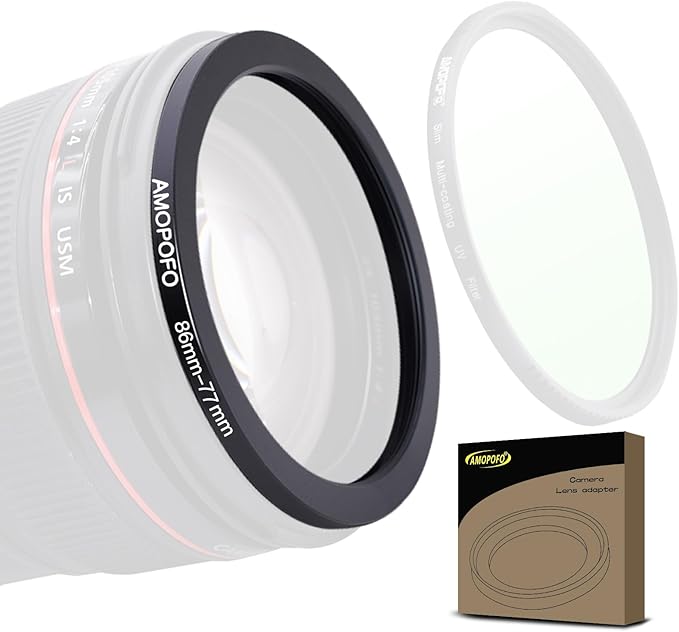 86mm Lens to 77mm Camera Filter Ring,86mm to 77mm Step-Down Ring Filter Adapter for 77mm UV,ND,CPL,Metal Step-Down Ring