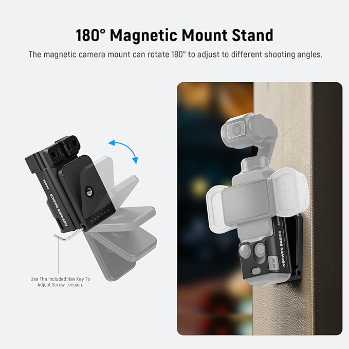 NEEWER Basics Magnetic Holder Compatible with DJI Osmo Pocket 3 Creator Combo Accessories, Expansion Adapter with 1/4" Screw Hole, Battery Grip Bracket Fill Light M21, AC024