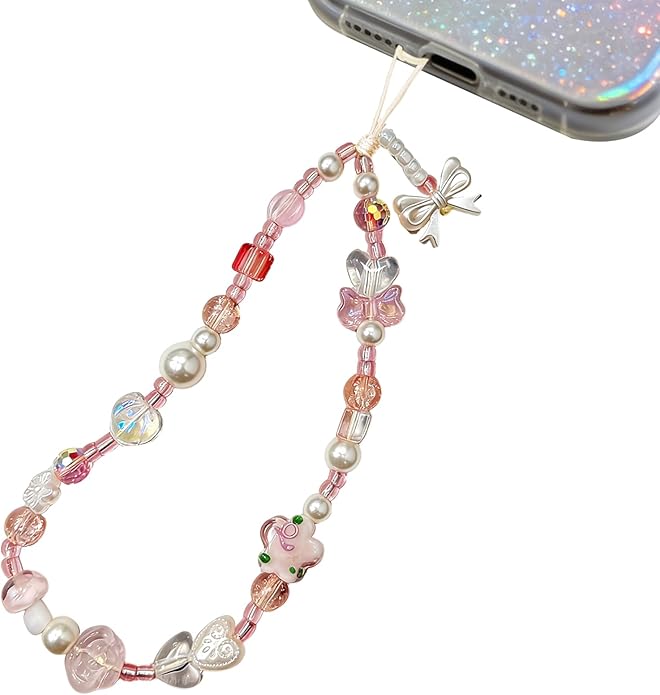 Beaded Camera Wrist Strap, Phone Wristlet Charm Lanyard, Cute Digital Camera Charm Lanyard,Strap Beaded Camera Chain for Phone Bag Keychain Accessories