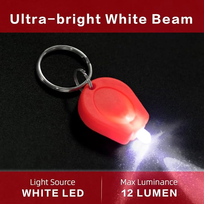 10 Pack Ultra Bright Mini LED Keychain Flashlight, Small Key Ring Flashlight, Portable LED Keychain Light for Outdoor Activities Emergency Light - Red Shell