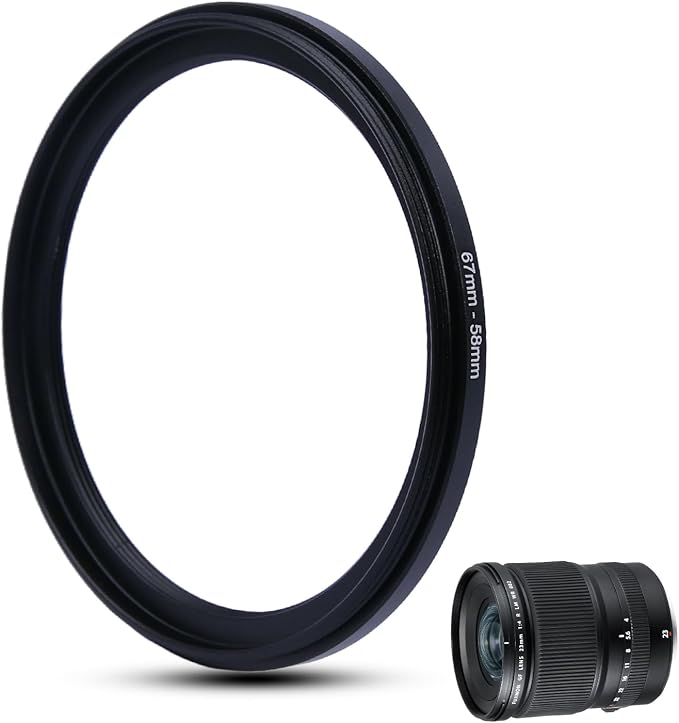 Metal Step Down Ring Filter Adapter - 67mm to 58mm - Metal Ring Step Down Rings Adapter Filter Compatible with All 58mm UV, CPL, ND, Lens Hood, Threaded Lens ect
