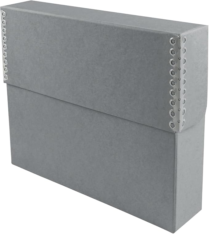 Lineco Archival Document Storage Box with Metal Edge, Acid-Free Gray Boxboard, Organize and Store Files, Prints, Photos, Legal-Sized Case 15.5" x 10.5" x 2.5" Wide