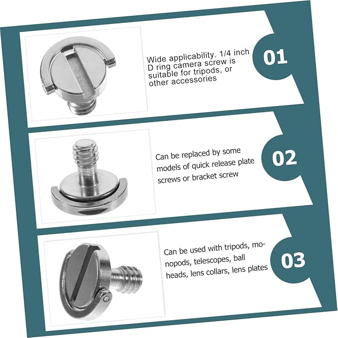 Gadpiparty 5pcs Camera Mounting Screws d Ring Screw for Tripod Mount Quick Release Plate Replacement for Camera Mount