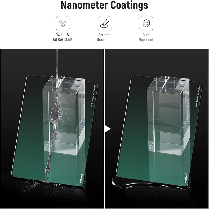 NEEWER 1/8 Black Diffusion Dreamy Cinematic Effect 4"x5.65" Cinema Square Filter (Rectangular) with HD Optical Glass Compatible with Tilta Compatible with SmallRig Matte Box for Photo Videography
