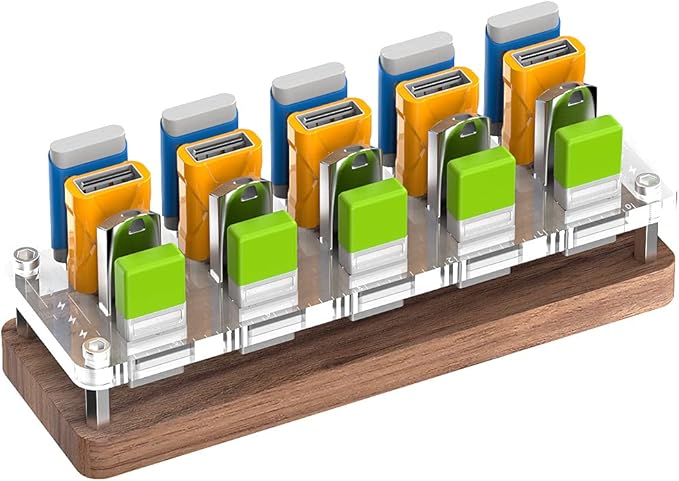 AOJUE 20 Slots Wooden Memory USB Flash Disk Card Case, TF Card Box and Micro SD Drive Card Holder Desk, U-Shield Memory Storage Racks
