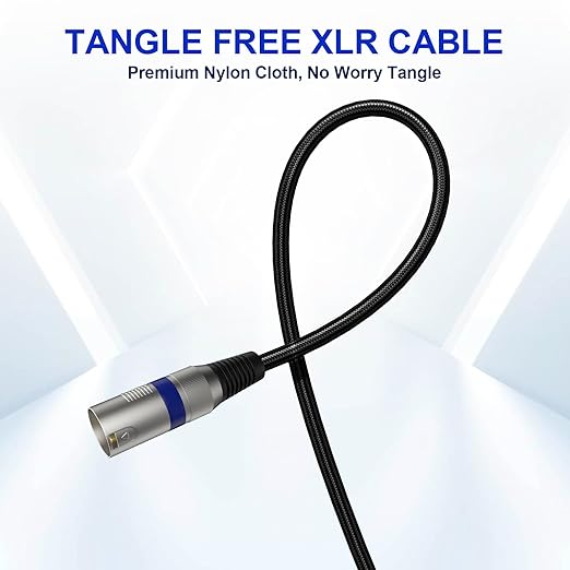 Professional 6 Pack 10FT XLR Cables, Noise Free and Long-Lasting Braided XLR Microphone Cable, All Copper Conductors Balanced Male to Female Mic Cable for Studio Monitor, Mixer, DMX, Colorful