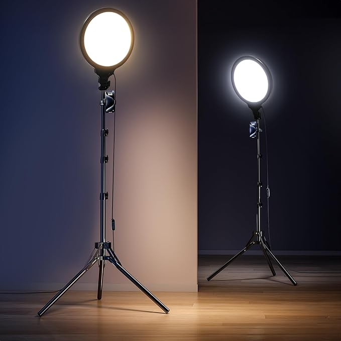 Ring Light Tripod for iPhone, 10" Selfie Ring Light with Tripod Stand and Phone Holder, Professional LED Circle Lighting for Video Recording, Conferencing, Makeup, Streaming, Tiktok, YouTube, Black