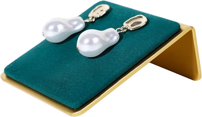 GemeShou Gold earring stands and displays for show, Green velvet earring holders, Jewelry display stands for selling【Green】