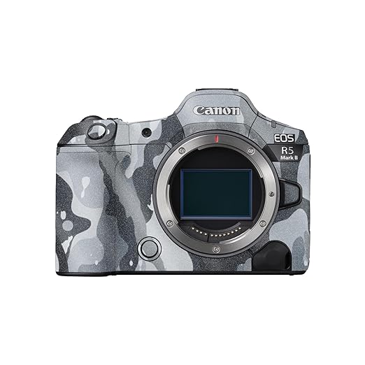 Glossy Glitter Camera Skin Compatible with Canon EOS R5 Mark II (2023) - Gray Camouflage - Premium 3M Vinyl Protective Wrap Decal Cover - Easy to Apply | Crafted in The USA by MightySkins